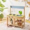 Costway Outdoor Mud Kitchen Set Fir Wood Kids Play Set with Removable Water Box
